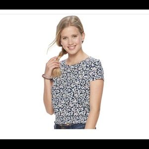 Juniors' SO Smocked floral Bottom Tee XXL
